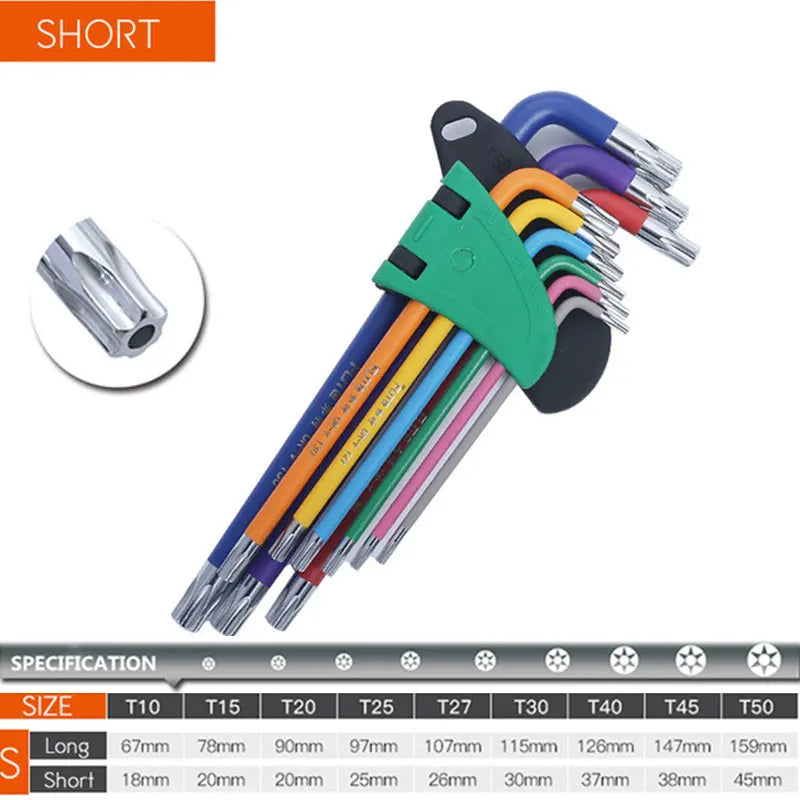 Allen Key 1.5-10mm Socket Wrench Set Colorful Double-End Torx Star L Ball-End Hex Allen Key Universal Spanner Repair Hand Tools
