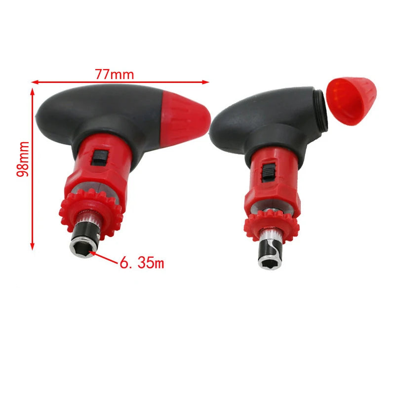 1/4" Ratchet T-Type Screwdriver Handle for 6.35mm Hex Bits | Reversible Bit Holder Tool for DIY, Furniture &amp; Home Repair