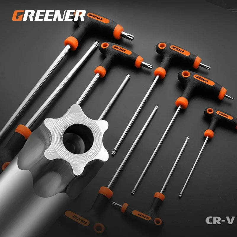 Hex Key Wrench Ball End Allen Hex Key Universal Double-end Hex Wrench Set Ball Head T-Type Handle Repair Bicycle Household Tools