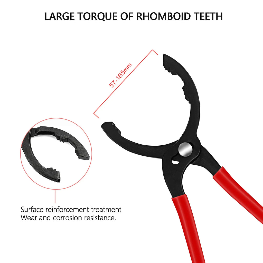 12" Adjustable Oil Filter Pliers Wrench – Drop Forged Steel, Chrome Plated