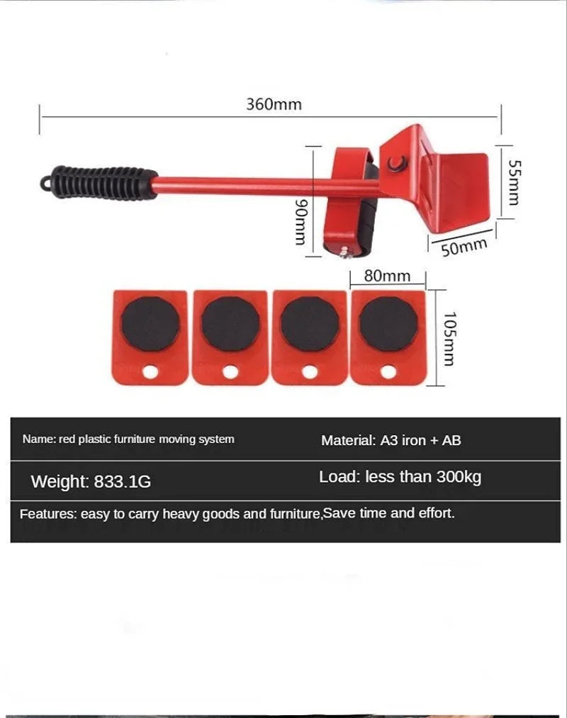 5PCS Heavy Furniture Lifter &amp; Mover Set – Easy Furniture Shifting Tool Kit for Sofa, Bed, and Appliances | 330 lbs Load Capacity