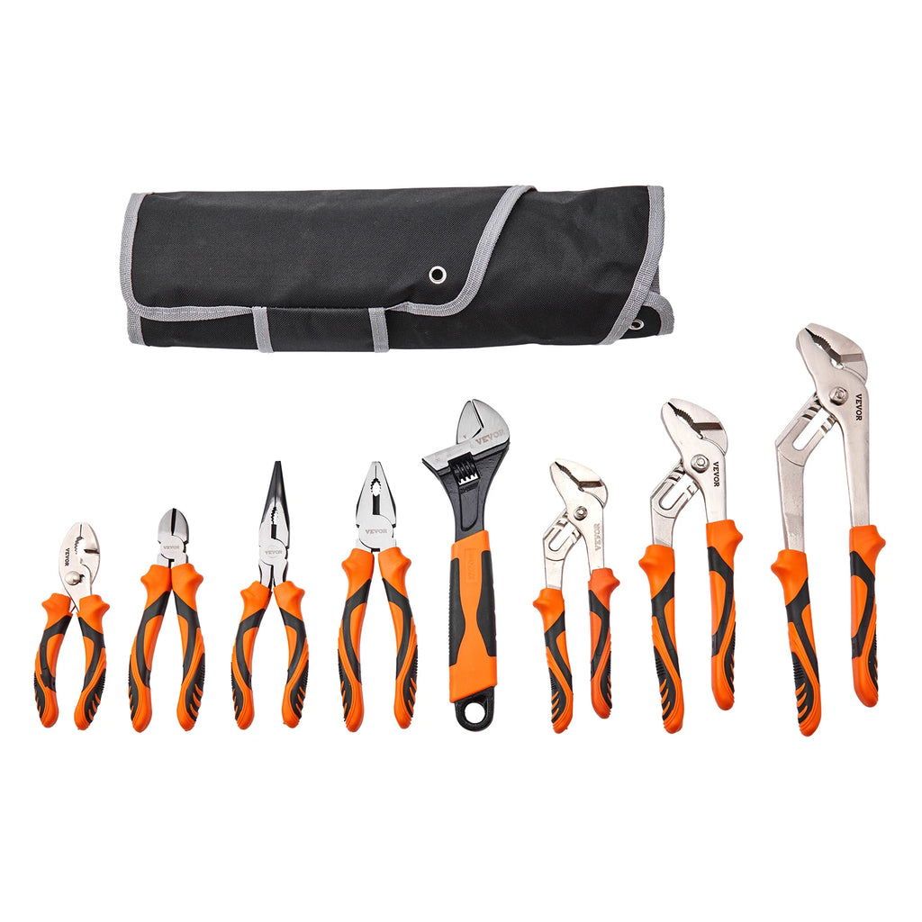 8-Piece Pliers Set High Carbon Steel 12"/10"/8" Groove Joint Pliers 8" Linesman's Pliers 8" Long Nose Pliers