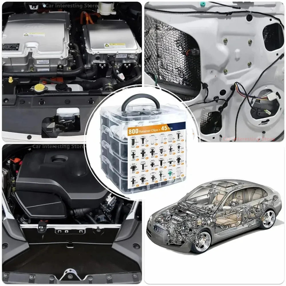 620PCS Car Fastener Retainer Clips Kit – 16 Most Common Sizes (5mm–10mm) with Fastener Removers & Cable Ties, OEM Replacement for Ford, GM, Chrysler, Toyota, Honda – Trim Panel, Bumper & Fender Rivets in Storage Case