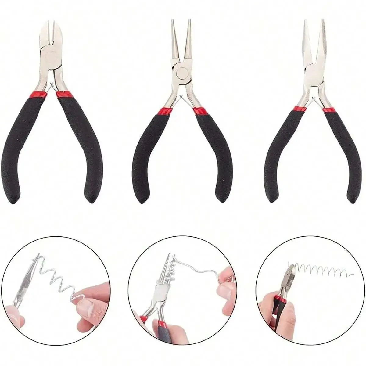 3pcs Jewelry Making Pliers Set – Needle Nose, Chain Nose, Round Nose &amp; Wire Cutter