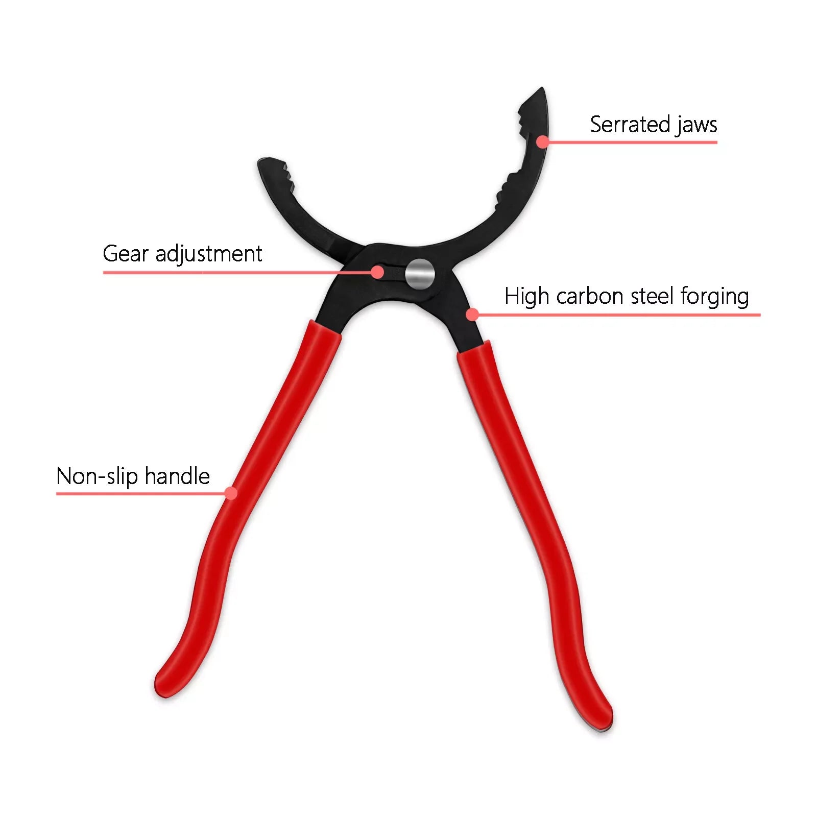 12" Adjustable Oil Filter Pliers Wrench – Drop Forged Steel, Chrome Plated