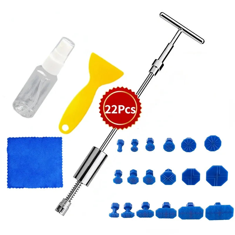 Car Dent Repair Tool Kit – Long &amp; Bridge Pullers with Glue Gun