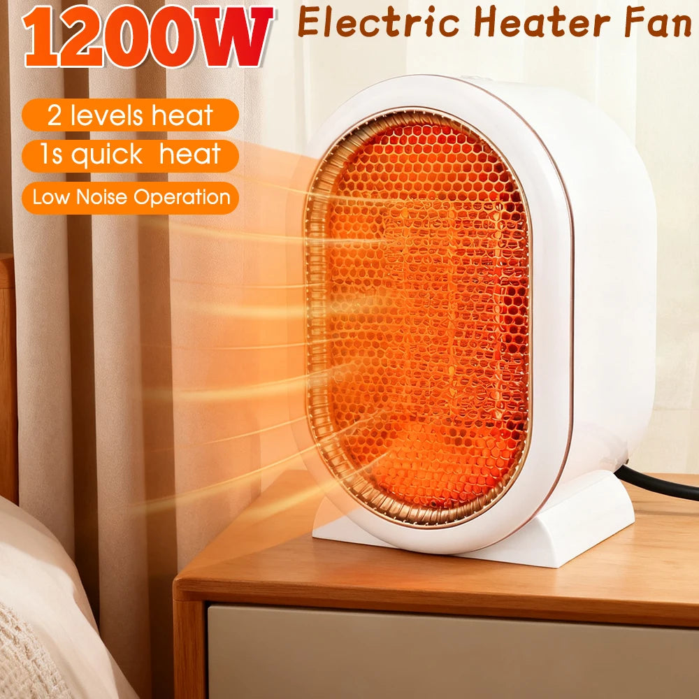 1200W Mini Electric Space Heater – PTC Ceramic Heating Plate Desktop Fan