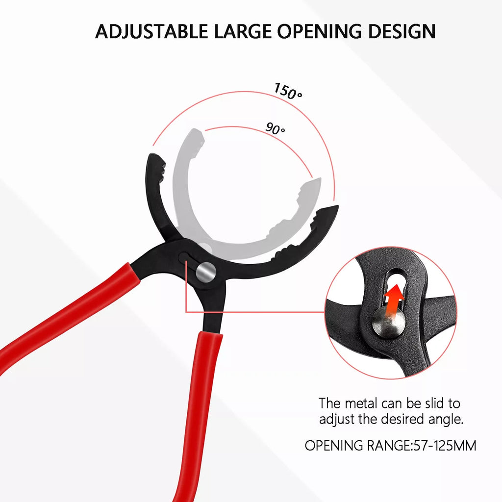 12" Adjustable Oil Filter Pliers Wrench – Drop Forged Steel, Chrome Plated