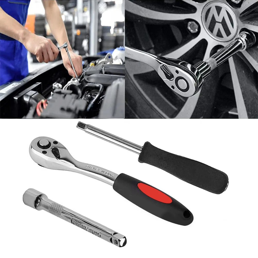 94pcs Ratchet Torque Wrench Combo 1/4 1/2 Ratchet Wrench Set Car Repair Tool Ratchet Spanner Screwdriver Bits Hand Tool