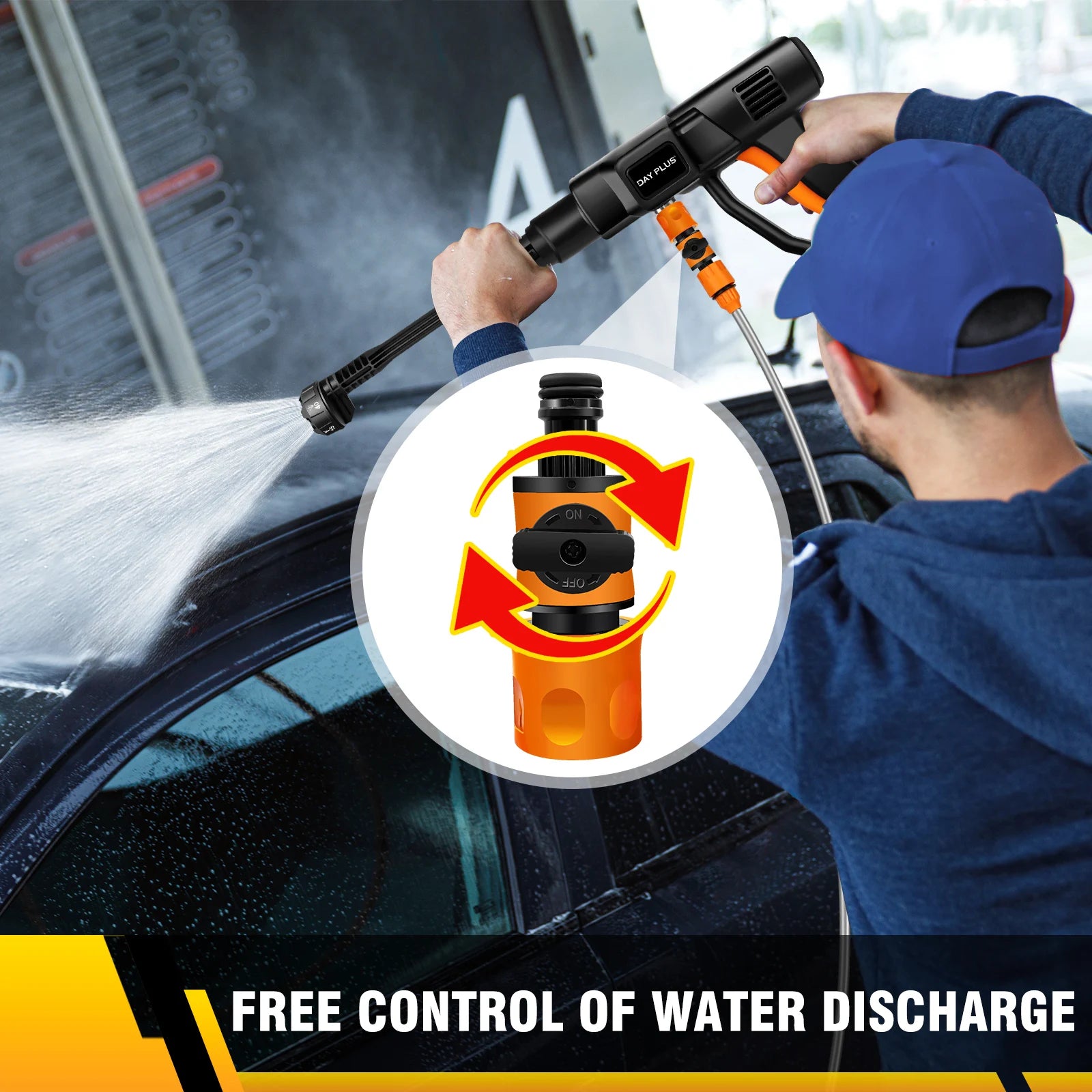 Cordless Pressure Washer, Portable Power Washer with  4.0Ah Battery 6-in-1 Nozzle, Handheld Brushless High-Pressure Car Washer