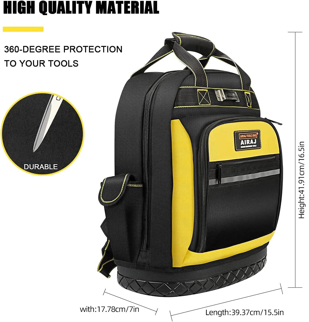 Waterproof Tool Backpack Tool Bag Rubber Base Heavy Duty Tool Organizer Electrician Plumber Maintenance Worker Tool Bags