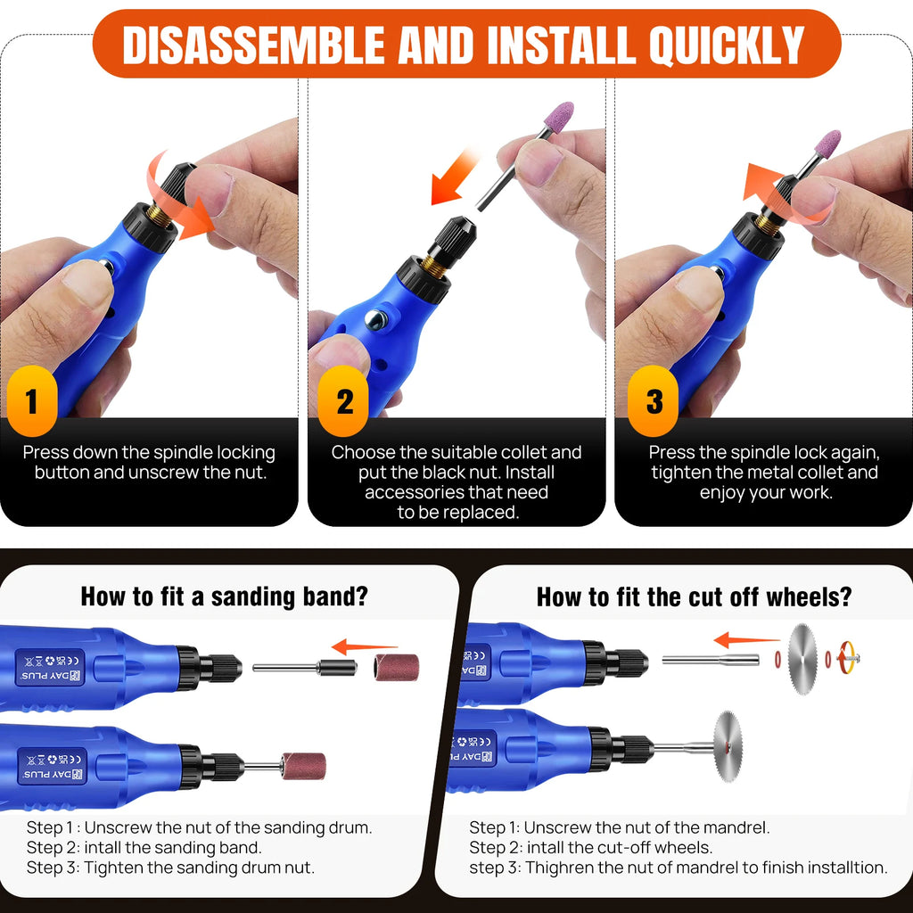 Rechargeable Rotary Tool – Cordless Mini Grinder with 80 Accessories