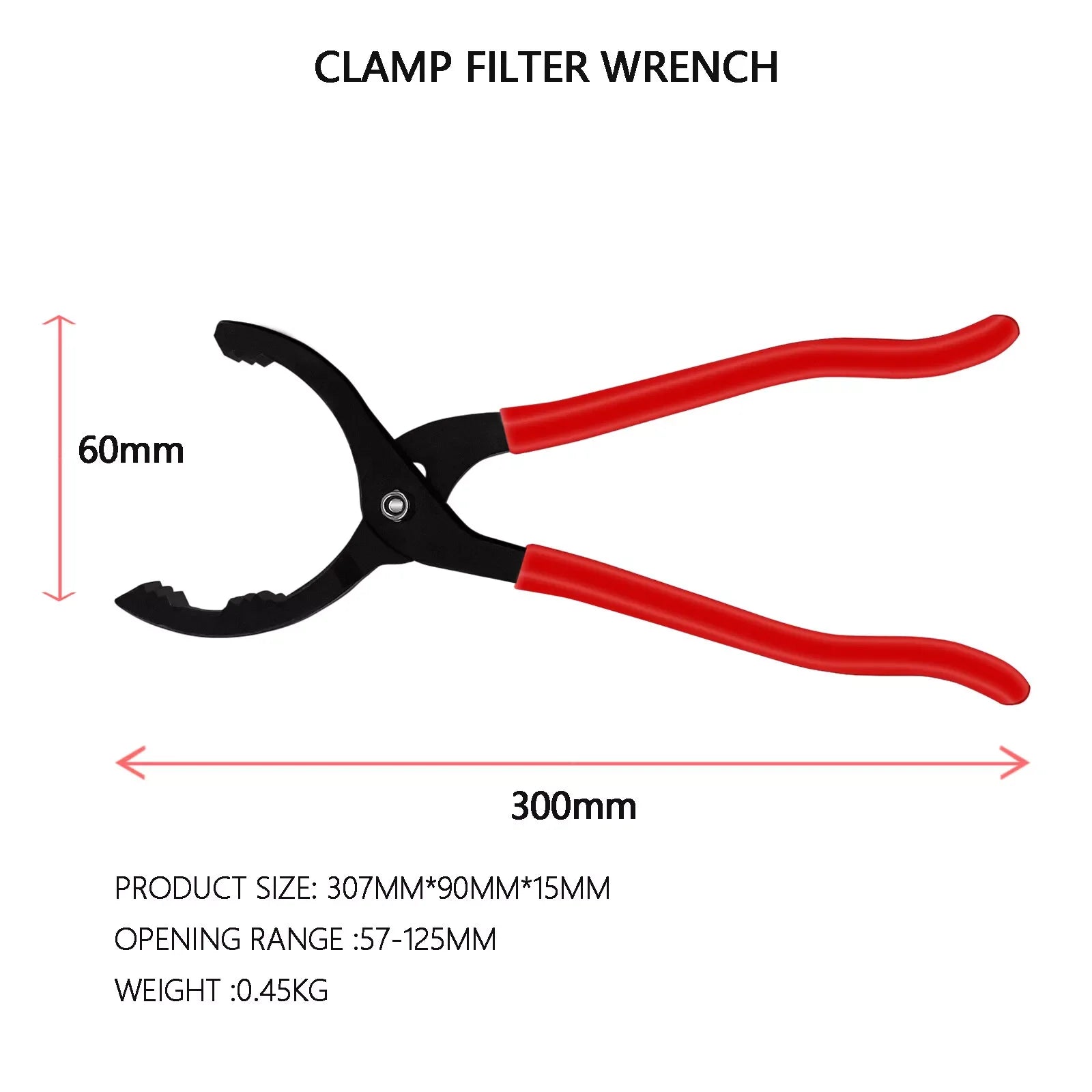 12" Adjustable Oil Filter Pliers Wrench – Drop Forged Steel, Chrome Plated