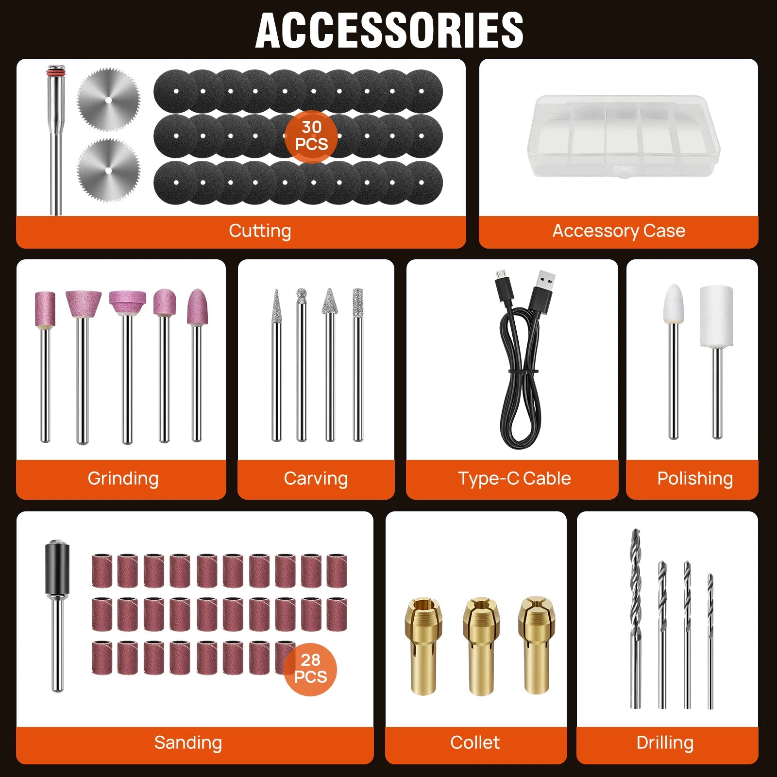 Rechargeable Rotary Tool – Cordless Mini Grinder with 80 Accessories