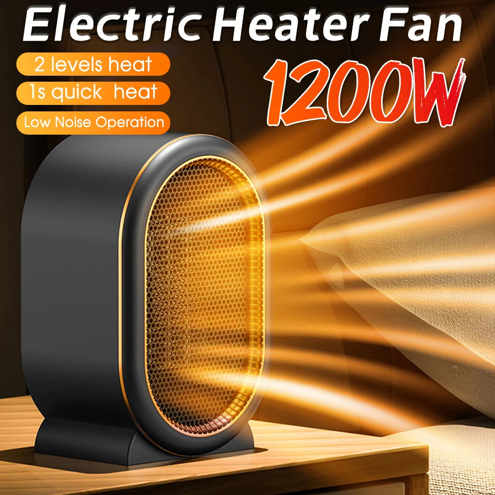1200W Mini Electric Space Heater – PTC Ceramic Heating Plate Desktop Fan