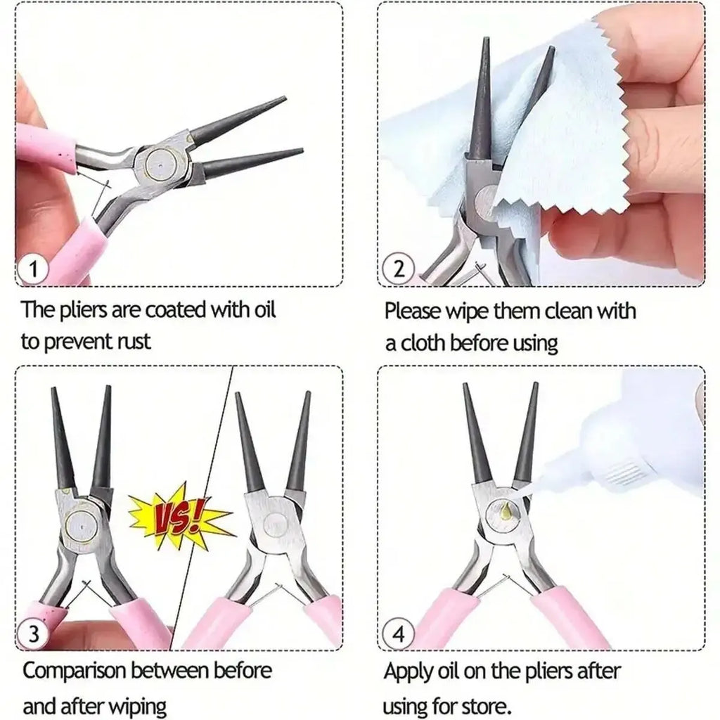 3pcs Jewelry Making Pliers Set – Needle Nose, Chain Nose, Round Nose &amp; Wire Cutter